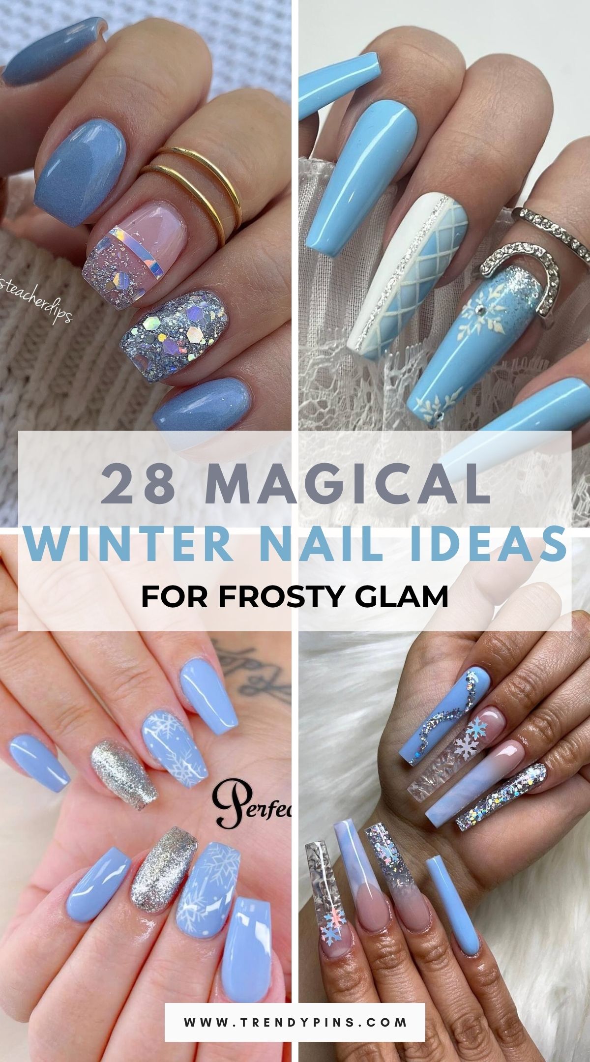 28 Stunning Winter Nail Ideas With Icy Blue And Silver For A Frosty Look 4