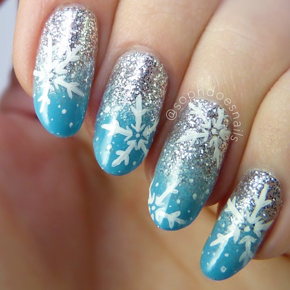 23. Snowy Blue Glitter Fade