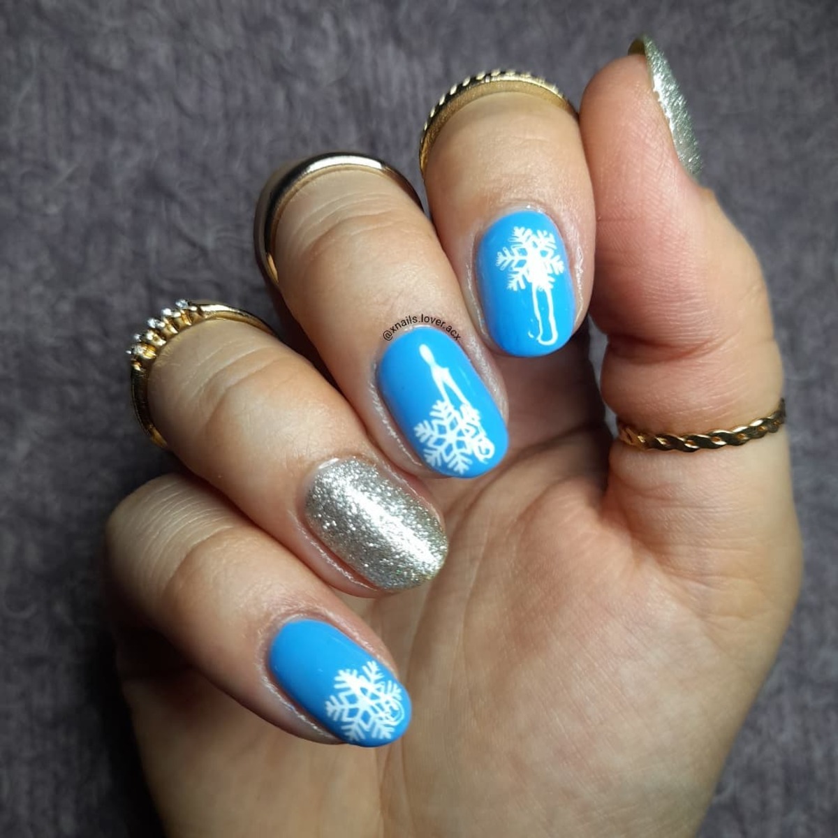 24. Silver Sparkle and Blue Snowflakes