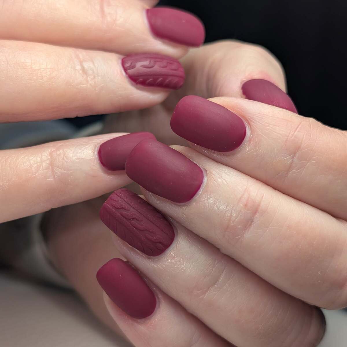 16. Matte Burgundy Knit for a Warm Winter Touch