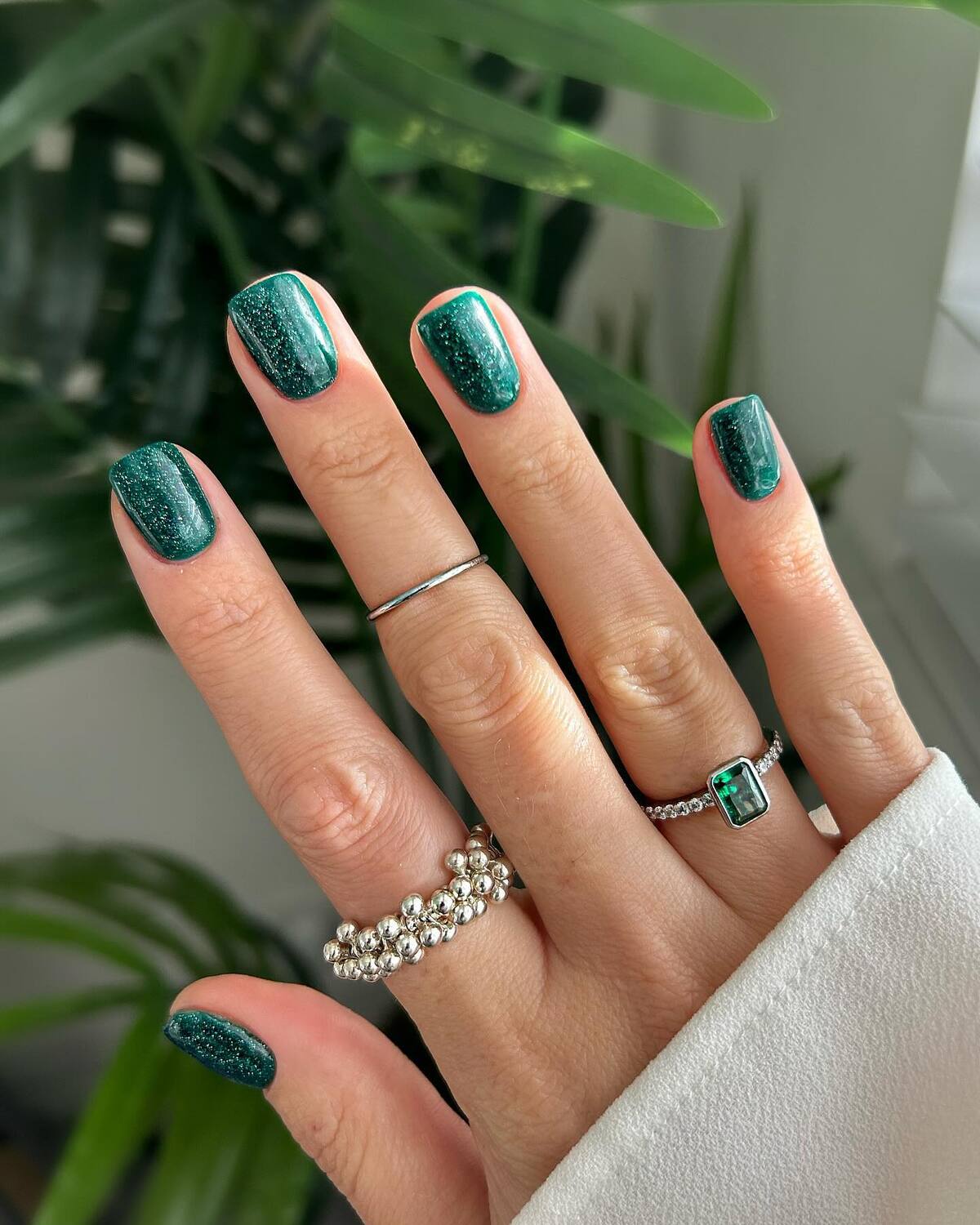 9. Emerald Frost with Subtle Sparkle