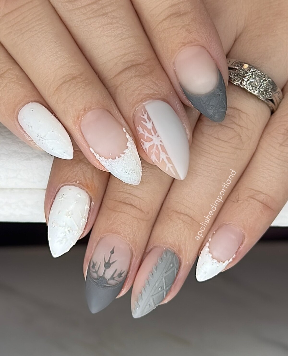 25. Frosted Grey and White Winter Dreams